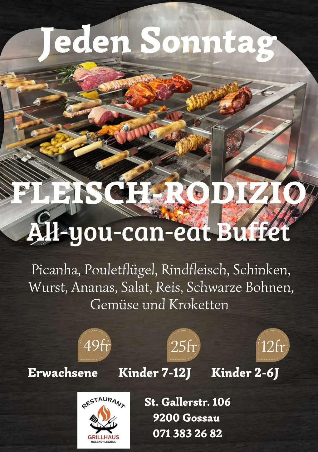 Event Flyer - Jeden Sonntag Fleisch-Rodizio - All-you-can-eat Buffet für CHF 49.—