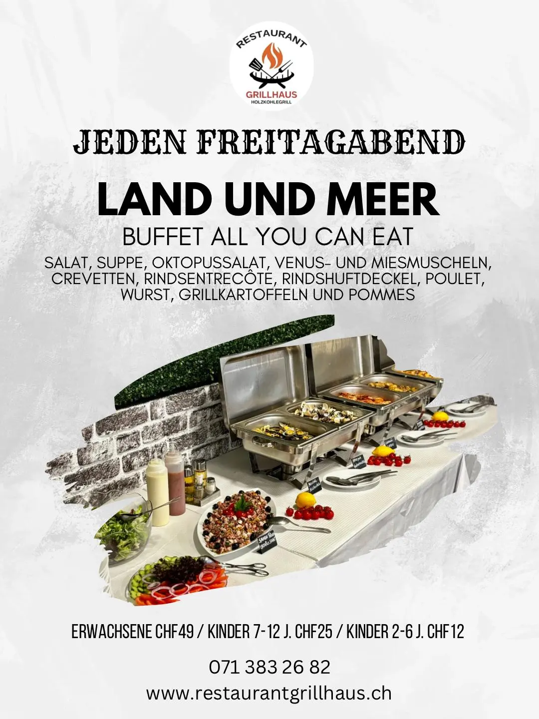 Event Flyer - Jeden Freitagabend Land und Meer - All-you-can-eat Buffet für CHF 49—