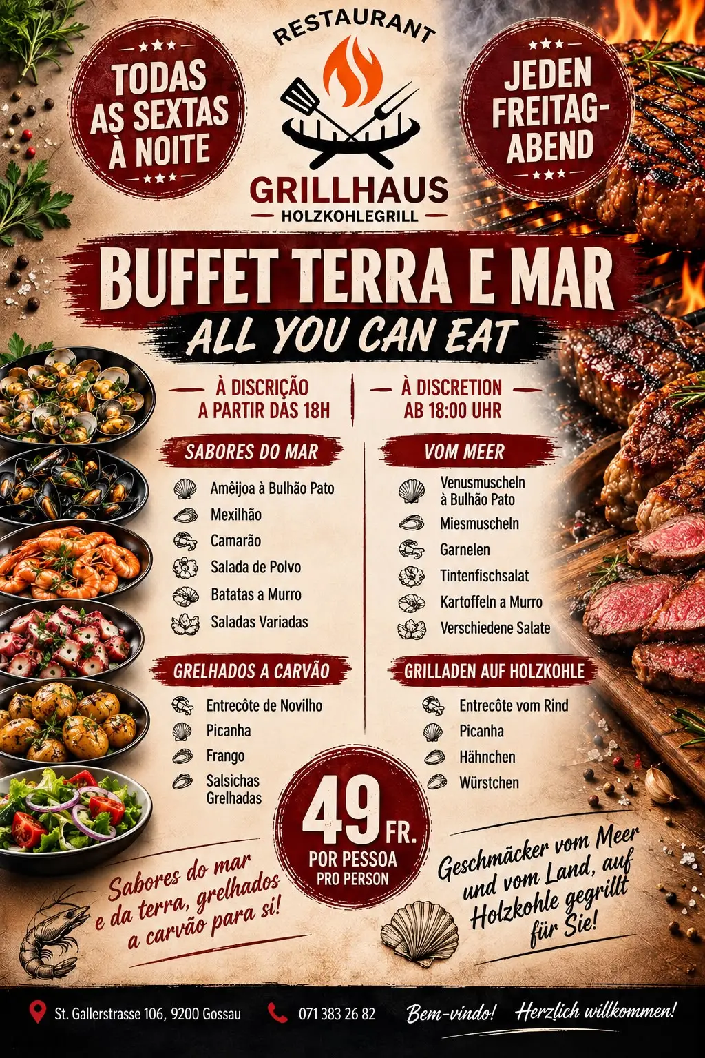 Event Flyer - Jeden Freitagabend Land und Meer - All-you-can-eat Buffet für CHF 49